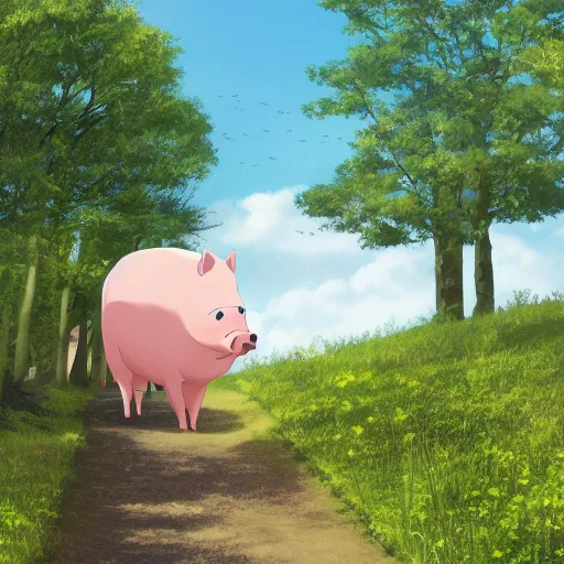 Pig Walking midair