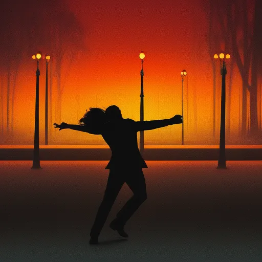 dark smokey silhouette of someone dancing in street digital art