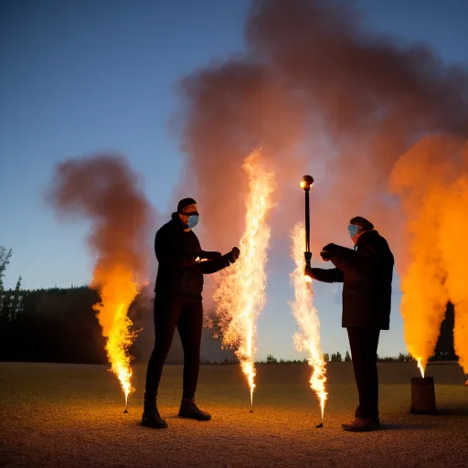 People lighting a sparking torch together