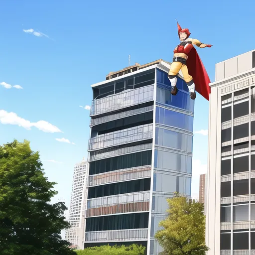 Super hero lifting a building