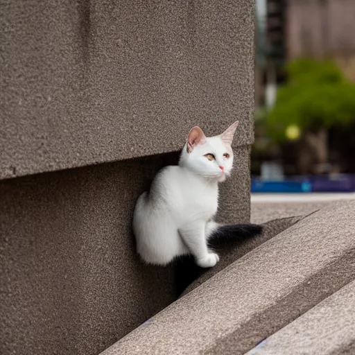 A cat climbing a wall