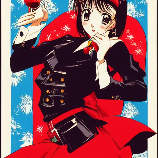 glass of cherry cola with cherries in a retro  style movie poster