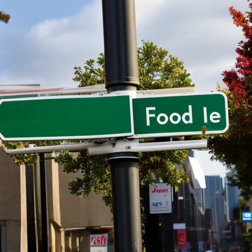 A street sign that says FOOD