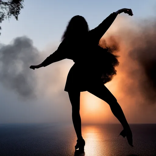 smokey silhouette of woman dancing in street digital art