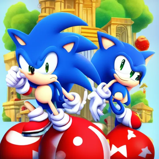 Sonic punching Mario in the balls