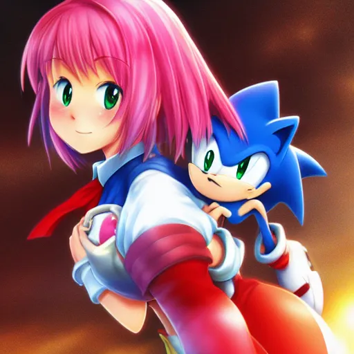 Amy Rose holding Sonic