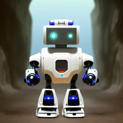 minimalist ancient robot lost in a cave
