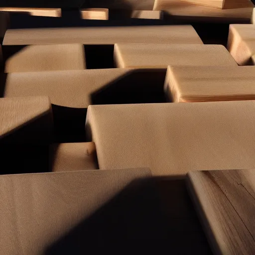 Shadows attacking wooden blocks