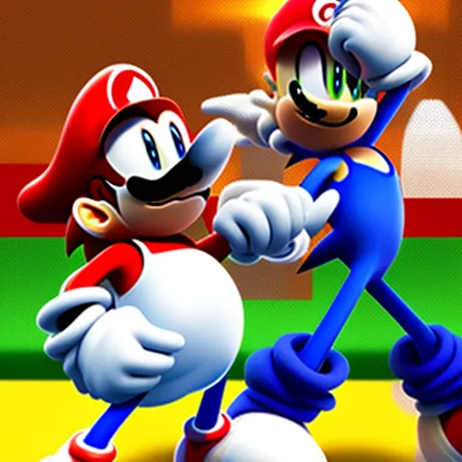 Sonic punching Mario in the balls
