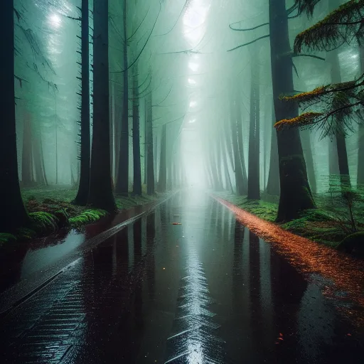 High quality image of  rainy day in a forest