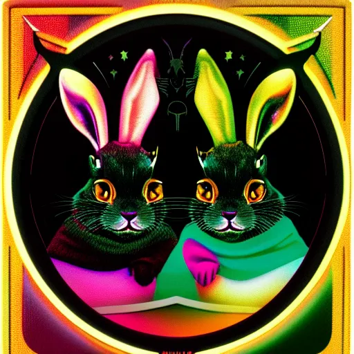 bunnies with horns, catechon, dark humour, antichrist, emblem