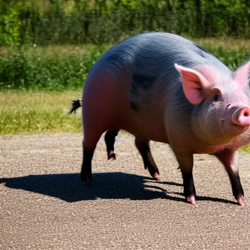 Pig Walking midair