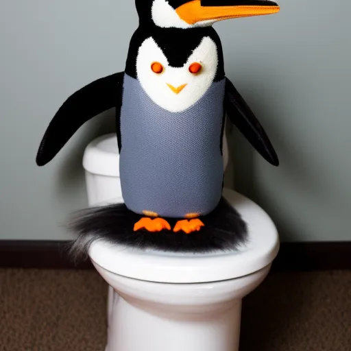 Penguin on a toilet