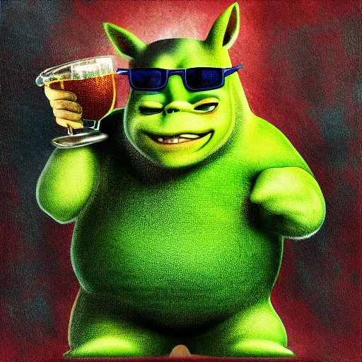 Shrek wearing shades
