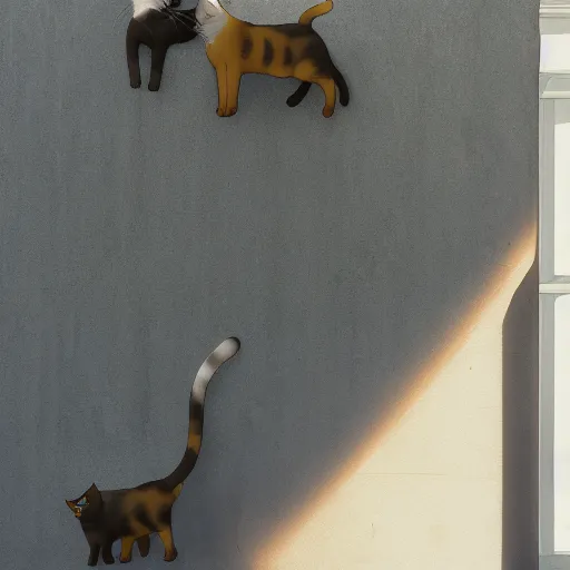 A cat climbing a wall