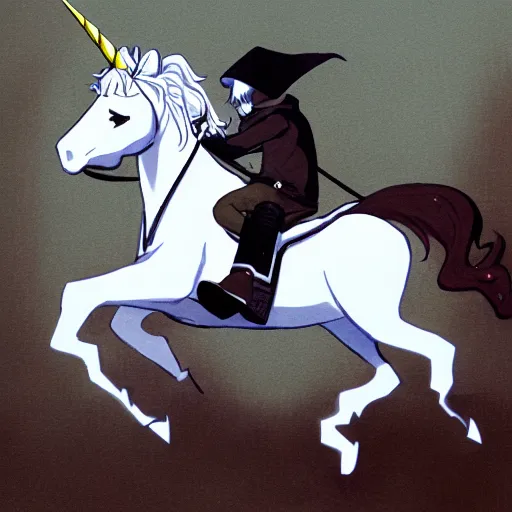 The grim reaper riding a unicorn