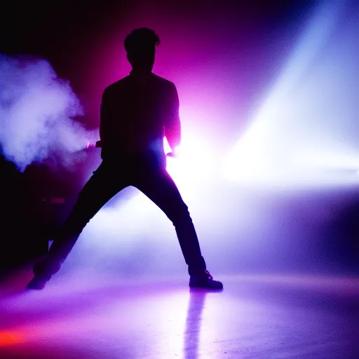 smokey silhouette of someone dancing strobe light