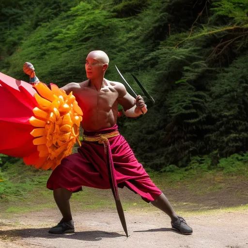 Humanoid dragon monk fighting spear mountains ojutai