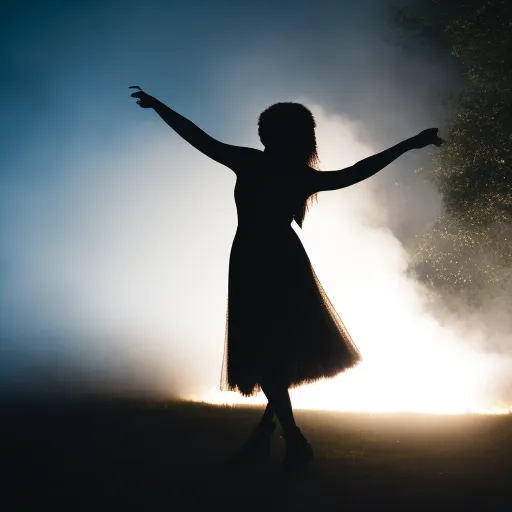 smokey silhouette of someone dancing strobe light