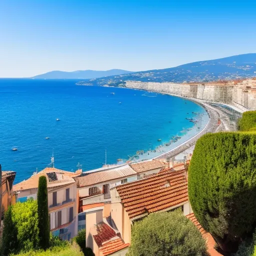 Beautiful sea view from a small balcony of an old apartment located in Nice, south of France 
