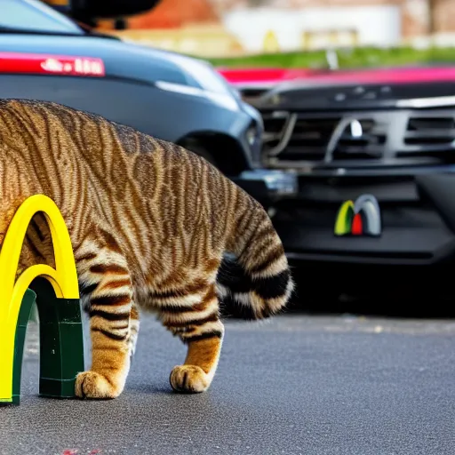 Scrappy cat eating mcdonald’s