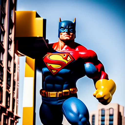 Super hero lifting a building