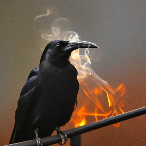 A crow smoking a cigarette