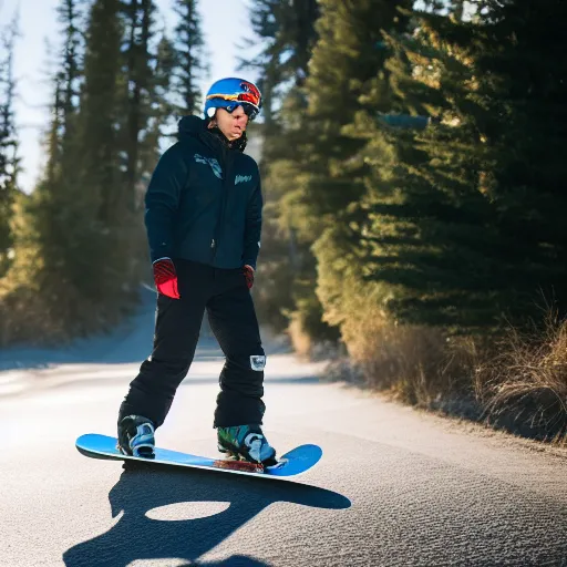 snowboarder on asphalt