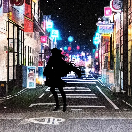 dark smokey silhouette of someone dancing in street painting