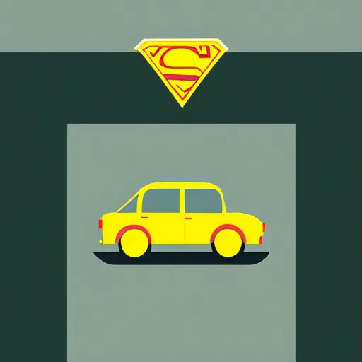 Minimalist art of a Super hero lifting a car