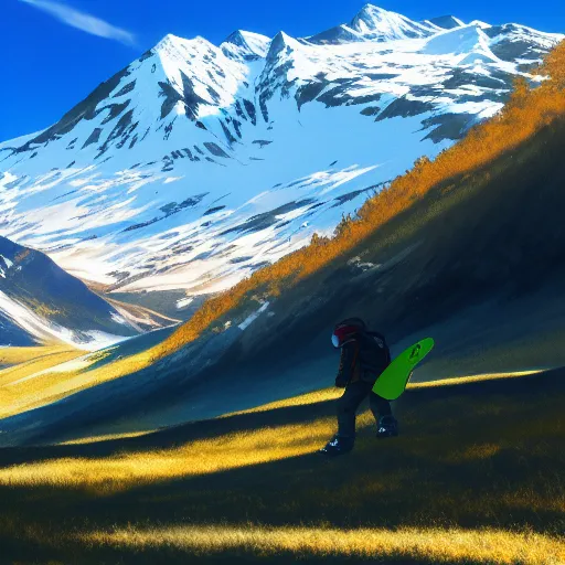 snowboarder on a summer road