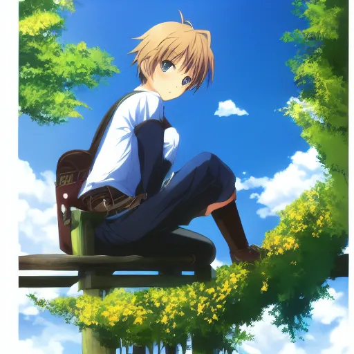 Anime *** sitting on clouds