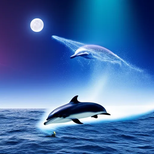 A 3d dolphin firing a laser at the moon
