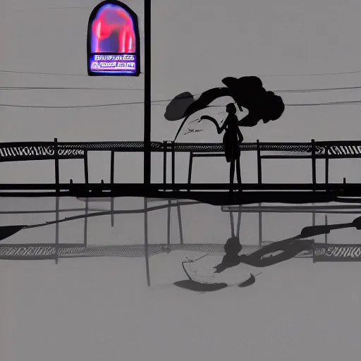 smokey silhouette of woman dancing in street digital art