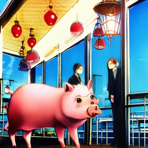 Pig Walking on the ceiling 