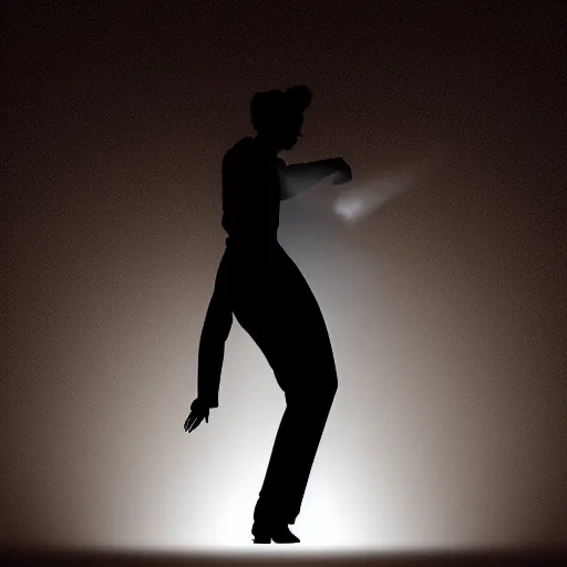 smokey silhouette of someone dancing in bunker digital art