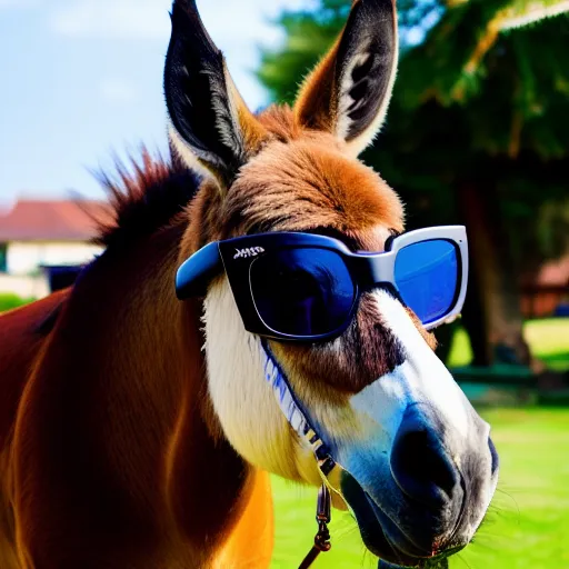 Donkey wearing cool sunglasses